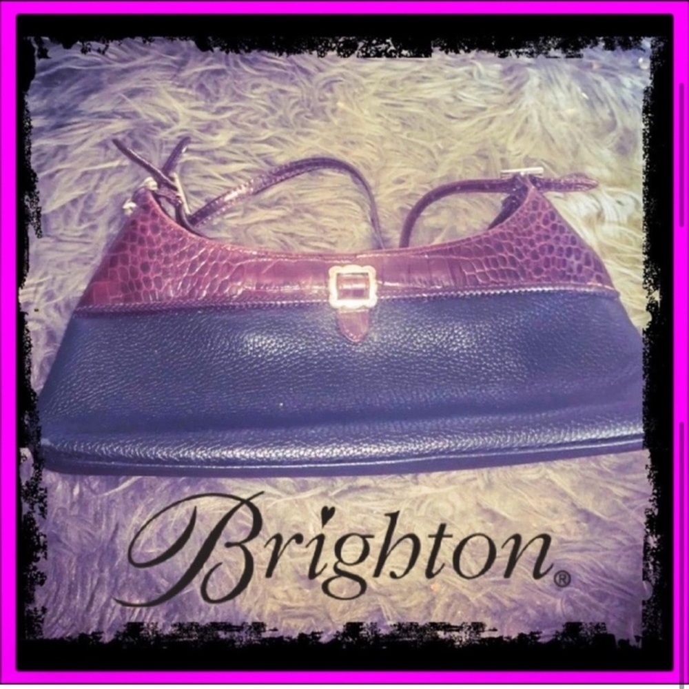 Vintage Brighton Authentic Bag Pebbled & Moc Croc Shoulder Bag - Picture 15 of 16